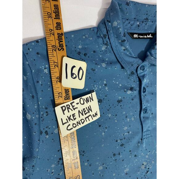TravisMathew Splatter Paint Golf Polo Men’s XL Blue Short Sleeve Performance - Picture 3 of 8